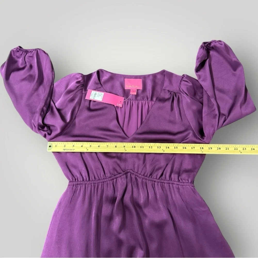 NWT Lilly Pulitzer Deacon Dress Sz 8 V-Neck Cherry Purple Event - Picture 9 of 15